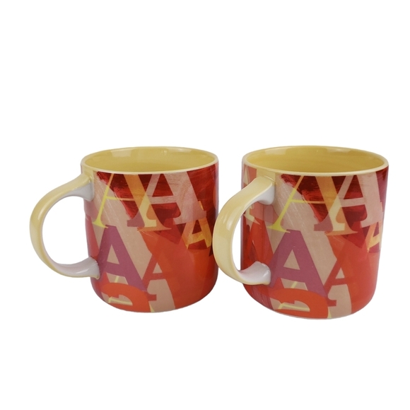 LOT OF 2 NEW Anthropologie Colorful Lottie Monogram Mugs Letter "A"
